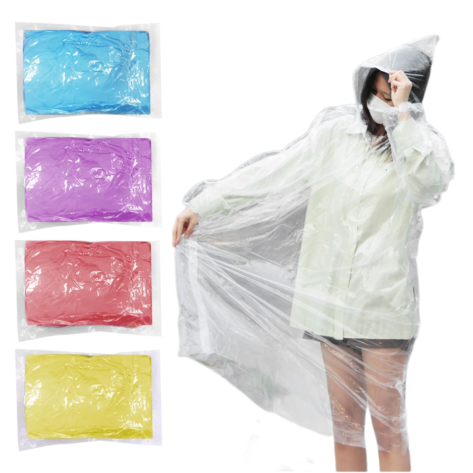 Poncho Antipioggia Usa E Getta Con Cappuccio – 50/100 Pezzi, 28g, Leggero E Compatto Per Viaggi E Campeggio