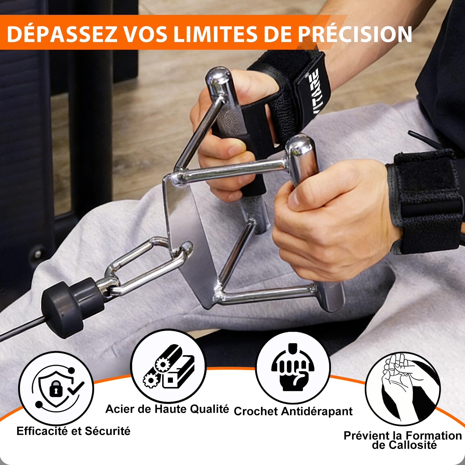 Sangle Musculation Crochet, Sangle de Tirage pour Soulevé de Terre, Tractions, Haltérophilie, Bande Poignet Musculation pour Hommes et Femmes