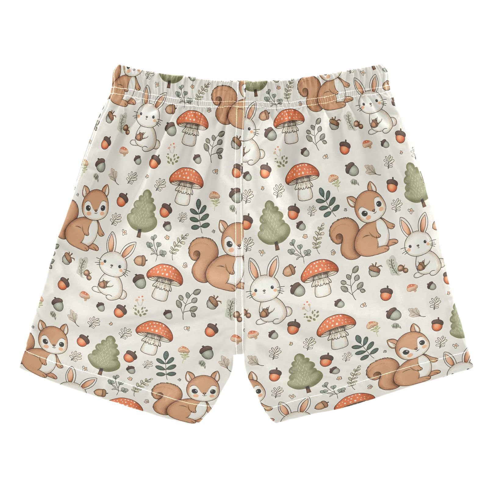 ALAZA Squirrel Bunny Rabbit Mushroom Boys' Swim Trunks Beach Shorts Quick Dry Swimsuit 14-16 Years Multicoloured