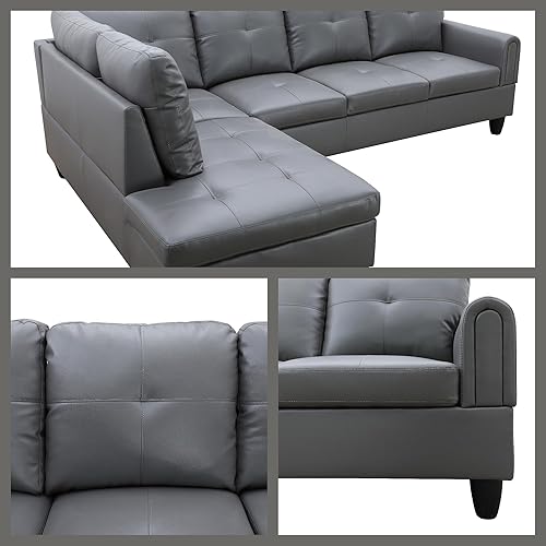 Miniatura 6 de Sofá seccional en forma de L con diván y otomana de almacenamiento, sofá modular convertible de 3 piezas para juegos de muebles de sala y