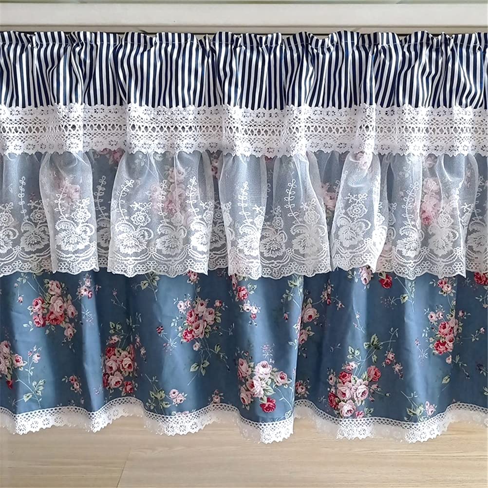Rideaux occultants courts for chambre à coucher, rideau court for cuisine, rideau de café floral en coton, rideau de fenêtre court en dentelle de style campagnard, cantonnière for salle de bain, bibli