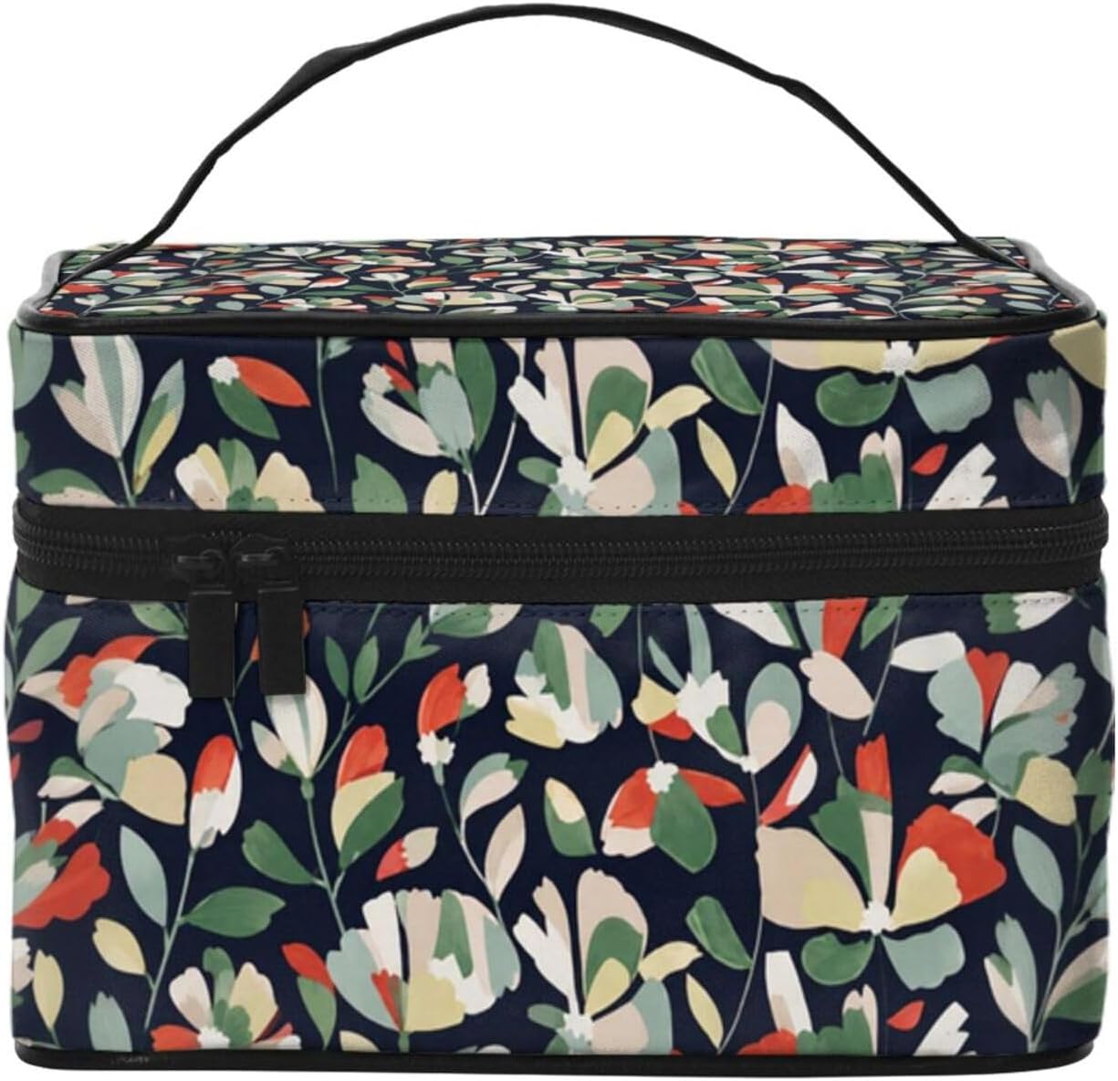 Floral Travel Toiletry Bag 9x6.7x6.3 Inch,Makeup Bag Cosmetic Organizer With Compartments Elastic Holders Portable Travel Kit For Women Men