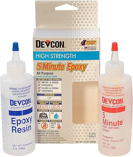Devcon Epoxi, epoxi de 5 minutos, 2 botellas netas 8.5 fl oz (8.5 fl oz)