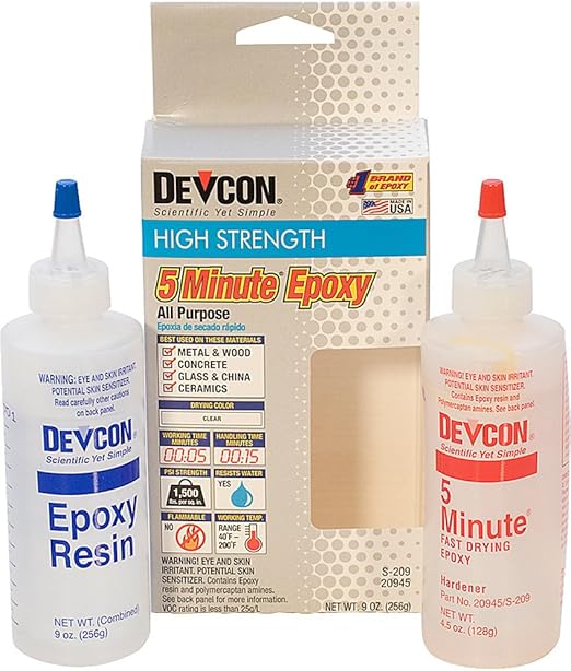 Devcon Epoxy, 5 Minute Epoxy, 4-1/2 Ounce Bottles, 2 Bottles | GLU-720.90