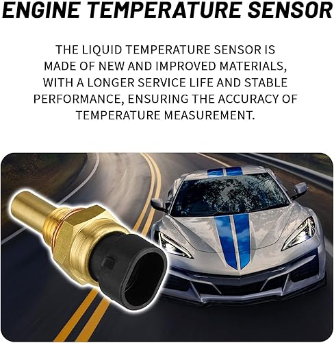 Miniatura 3 de 1 sensor de temperatura del refrigerante del motor, sensor de temperatura ECT compatible con Chevy GMC Cadillac Buick, repuesto OEM # 12608814