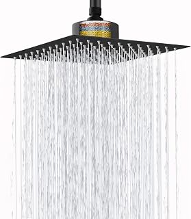 High Pressure Rain Shower Head with Filtered - 10" All Metal Square Showerhead Filter for Remove Chlorine and Harmful Substances, Matte Black