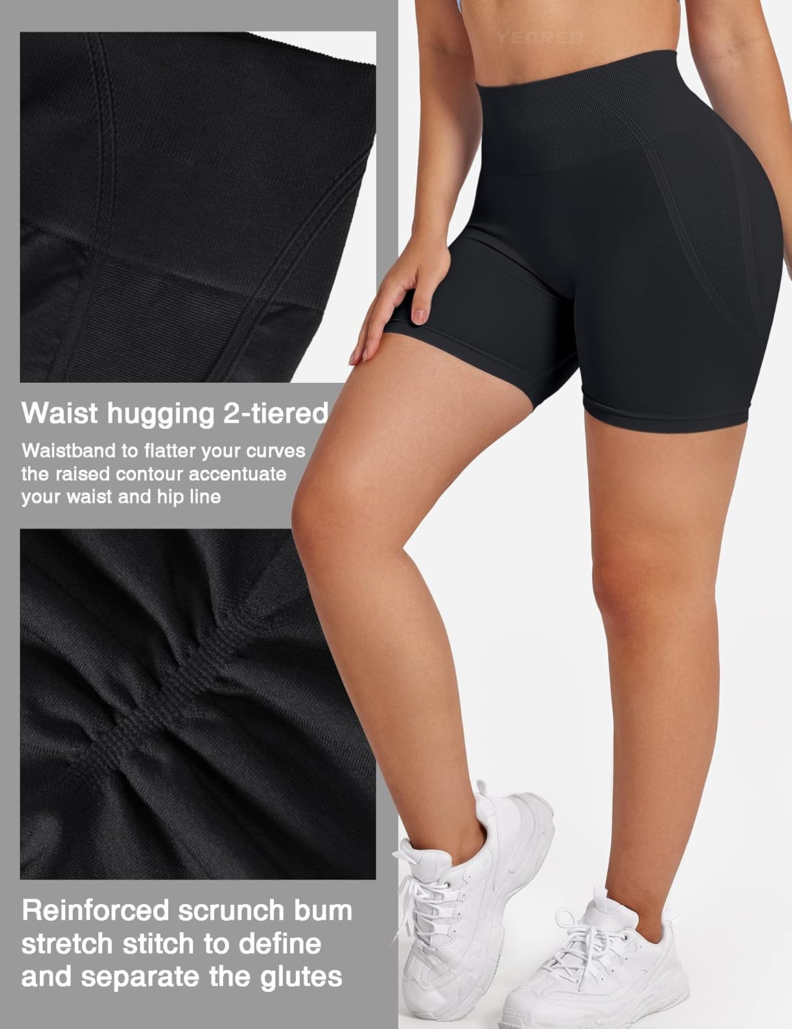 YEOREO Dora Seamless Scrunch Workout Shorts for Women High Waisted Butt Lifting Gym Yoga Biker Shorts - Image 4