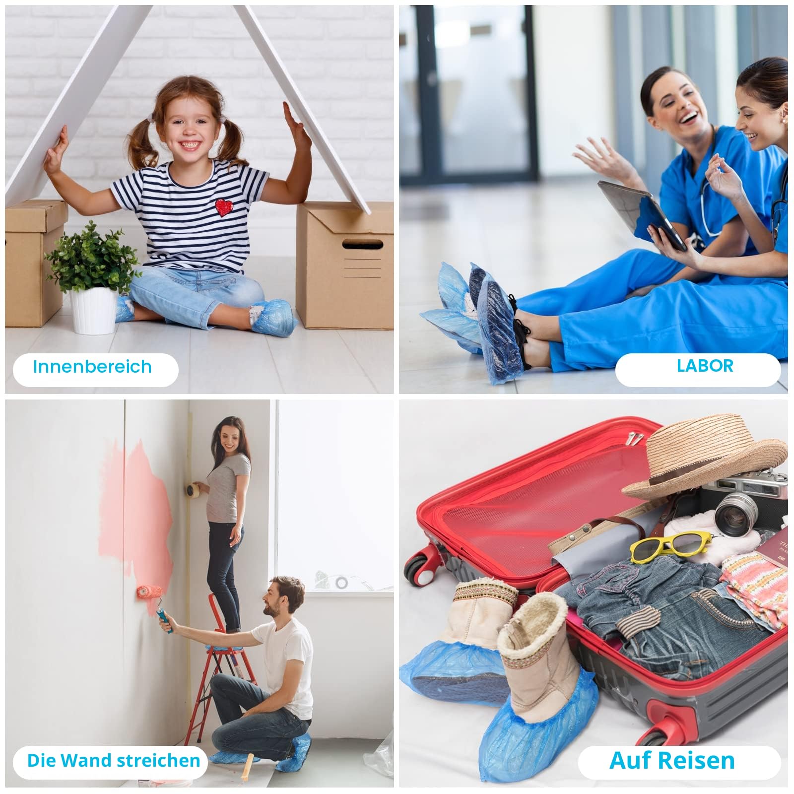 flintronic Schuhüberzieher aus Kunststoff, Einweg-Schuhüberzüge, umweltfreundliche Schuhüberzüge, wasserdicht, rutschfest, geeignet zum Sauberhalten von Schuhen/Böden/Teppichen
