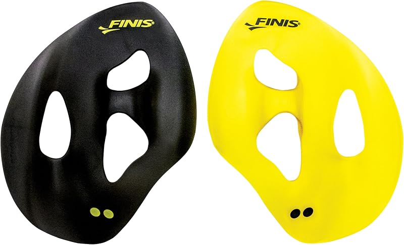 Iso Swim Training Paddles - Stroke Technique Trainer - Isolates Muscle Groups - Strapless - Black/Yellow