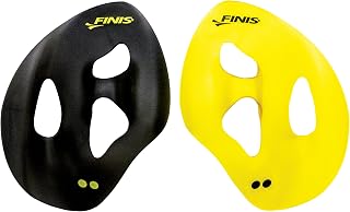 Iso Swim Training Paddles - Stroke Technique Trainer - Isolates Muscle Groups - Strapless - Black/Yellow