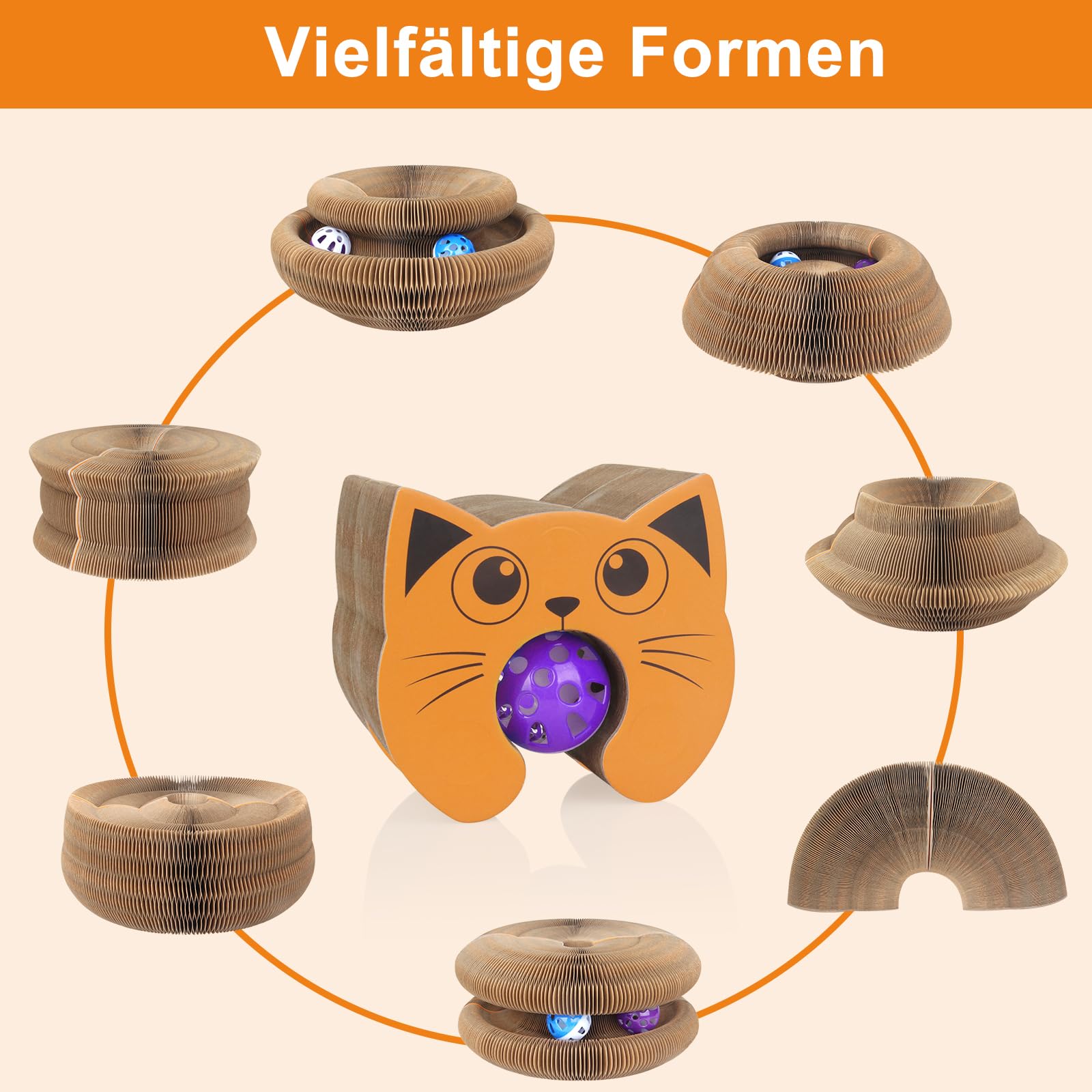Kratzbrett Katze, 2-in-1 Cat Kratzbrett mit Glöckchen, Magische Orgel Cat Scratching Board, Zusammenklappbares interaktives Katzenspielzeug für den Drinnen und draußen(2 Stück)