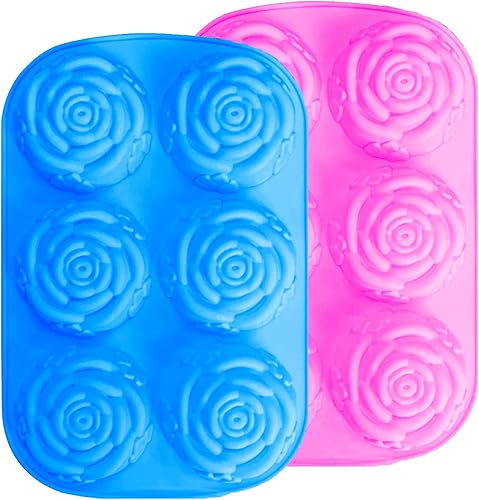 Molde de silicona para rosas de 6 cavidades, crea impresionantes creaciones de jabón, pasteles, chocolate y gelatina, fácil de usar y limpiar