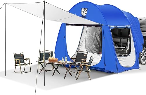 Tienda de campaña universal para SUV con amplio toldo, tienda de campaña impermeable de 157.480 in, capacidad para dormir hasta 4 personas,