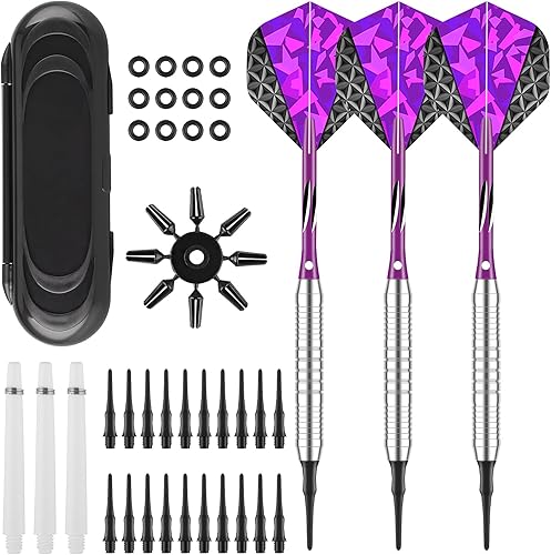 Miniatura 1 de Deetenks Juego de 3 dardos de punta suave, 0.63 oz, kit de dardos profesionales con funda de transporte para diana