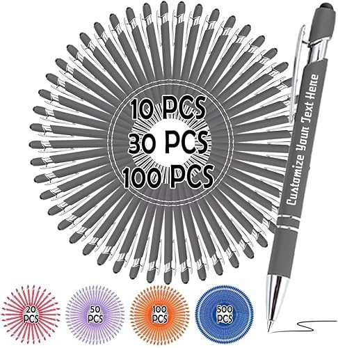 Miniatura 16 de Bolígrafos personalizados, bolígrafo grabado personalizado con punta de lápiz capacitivo, bolígrafo de tinta retráctil personalizado para escritura