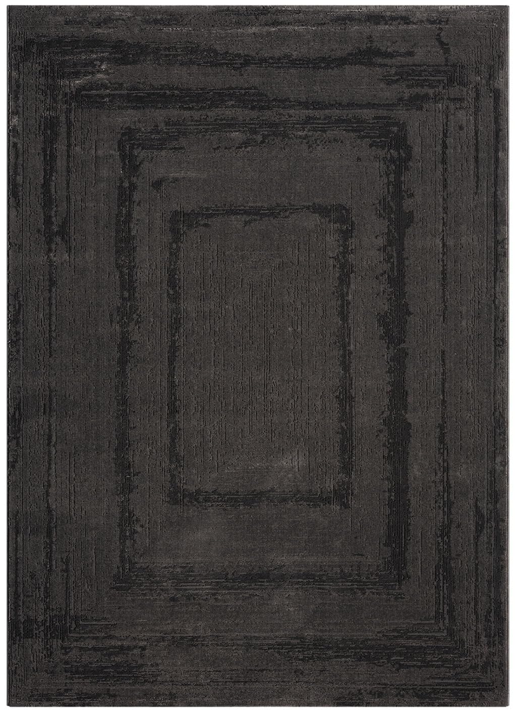 VIMODA Teppich Wohnzimmer Schlafzimmer Modern Hoch&Tief Bordüre Qualitativ 3D Effekt,Maße:80x150 cm;Farbe:Anthrazit