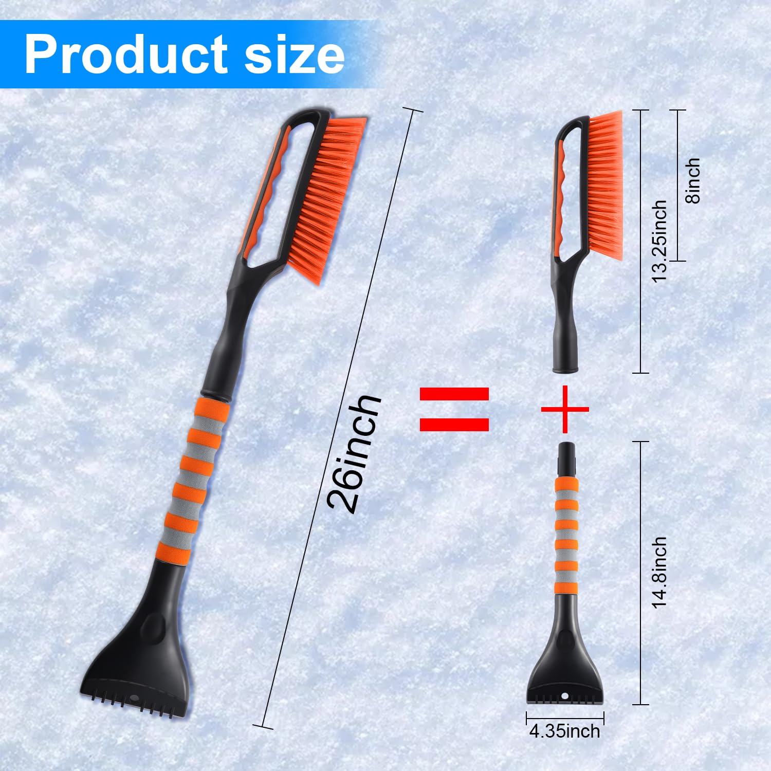 SINGARO Rascador de hielo y cepillo de nieve para parabrisas de coche, raspador de nieve para coche, necesidades de invierno de nieve, herramientas multifuncionales para quitar la nieve del coche