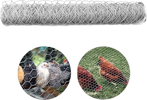 Miniatura 5 de TINVHY Malla de malla de alambre hexagonal galvanizada para proyectos de artesanía y jardinería, malla metálica para esgrima  alambre de pollo (48