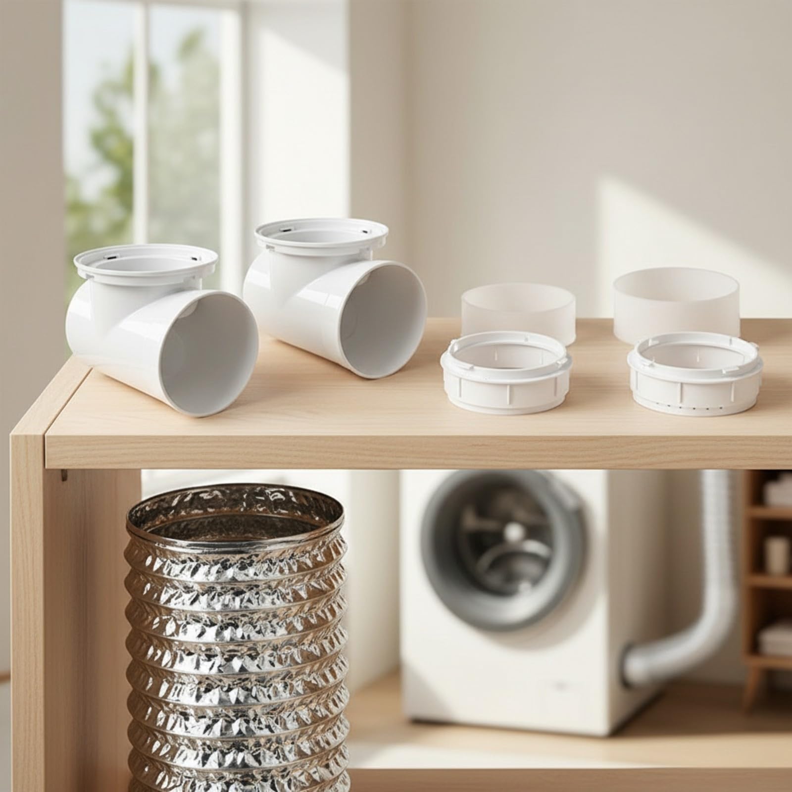 Baoblaze Kit Conexión para Tubería Secadora con Codo y Corrugada Metal para Evacuar Caliente Manera Eficiente en Espacios Reducidos, Estilo C