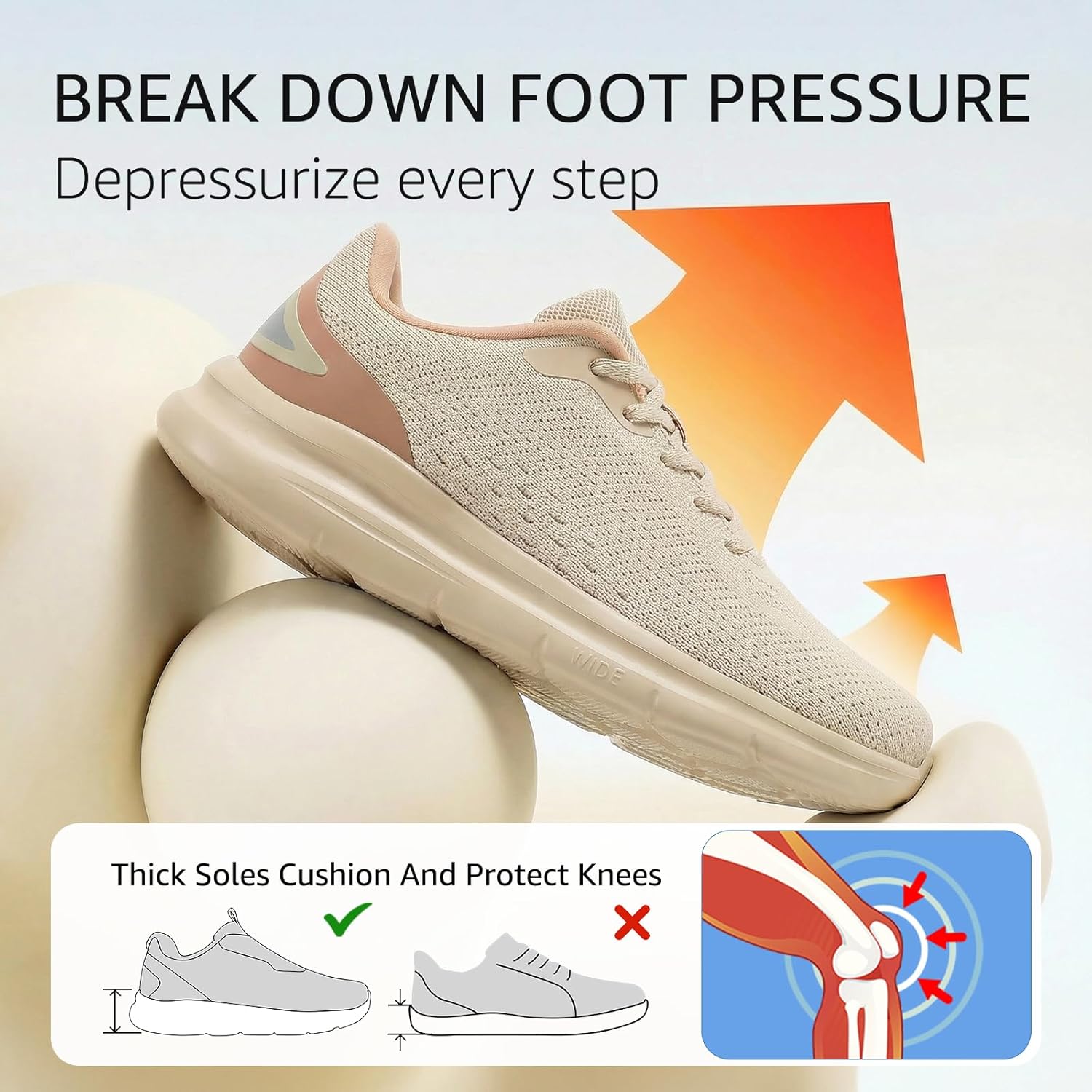 Walking Shoes Women Orthopedic Lace-up Sneakers Arch Support Breathable Tennis Running Shoe for Plantar Fasciitis Bunions