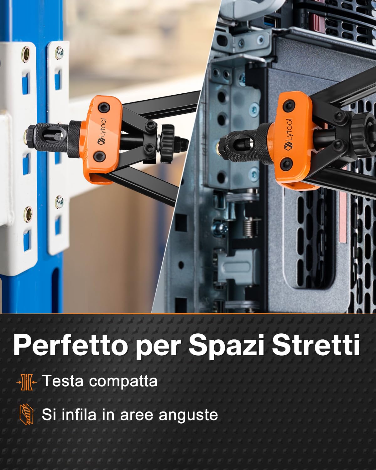 Lytool Rivettatrice per Inserti Filettati 14‘’,Rivettatrice Filettati Manuale 6 Mandrini Metrici e 205 Dadi per Rivetti(M3-M4-M5-M6-M8-M10),Custodia da Trasporto Pesante, Chiave, 2 Perni di Bloccaggio