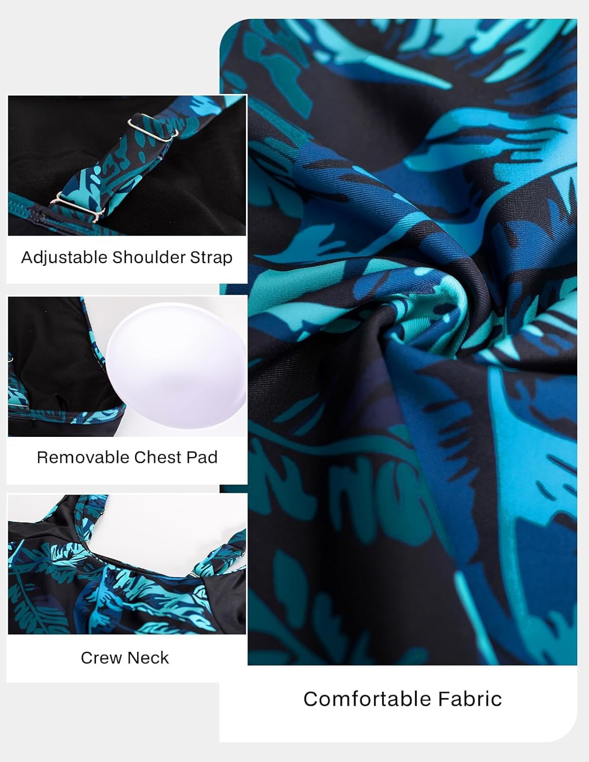 Hanna Nikole Women's Plus Size Tummy Control Tankini Swimsuits Color Block Bathing Suits with Shorts Knee Length - Image 6