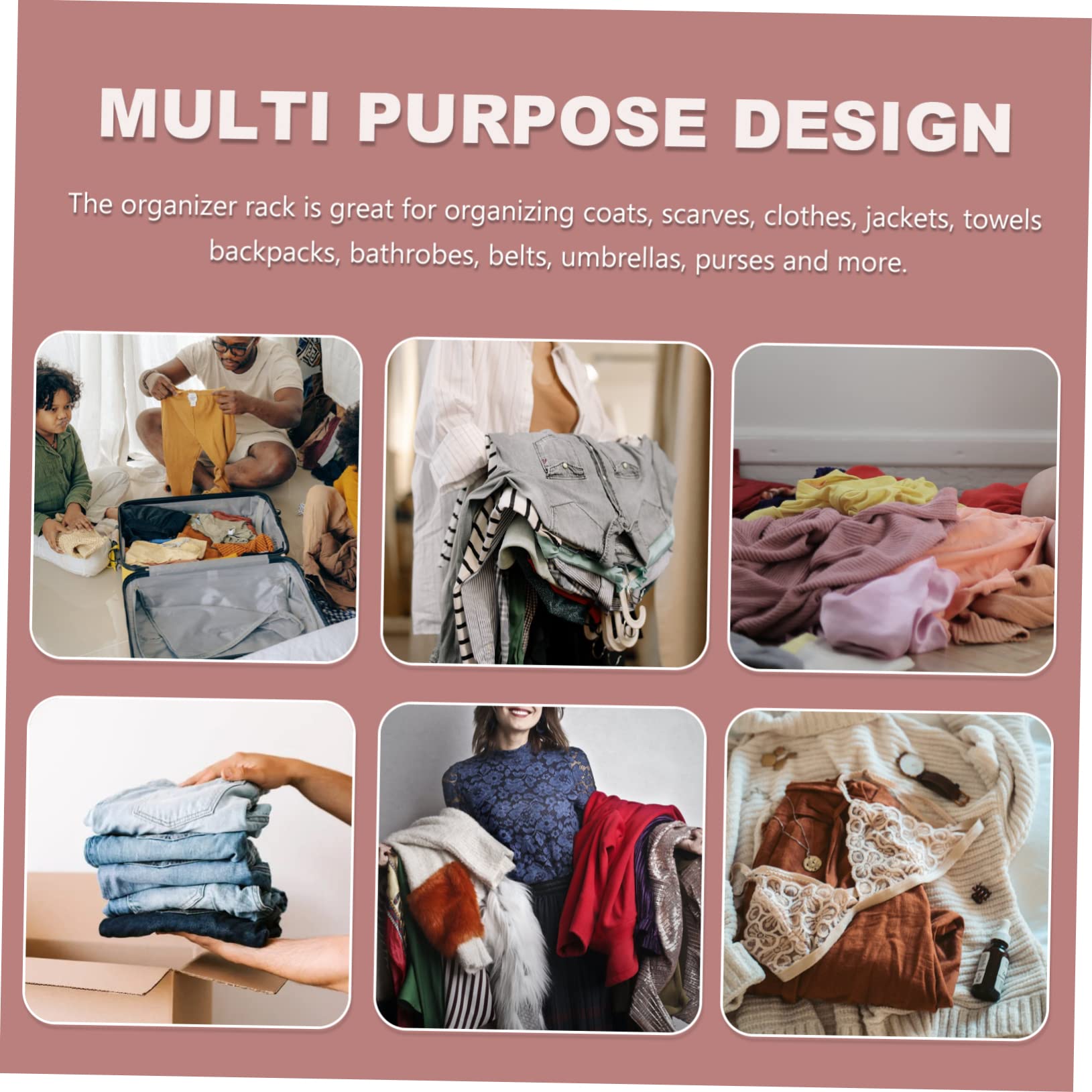 SOLUSTRE Nail- Coat Hanger Door Hook Rack Over The Door Organizer Multi-Function Clothes Hook