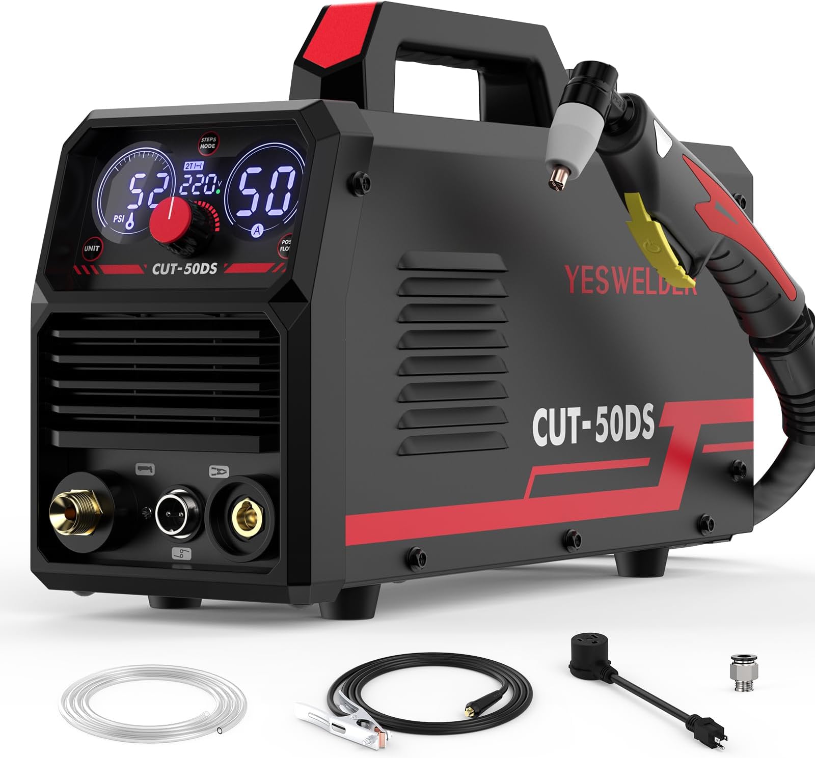 YESWELDER CUT-50DS Plasma Cutter 50Amp, 110/220V Dual Voltage IGBT Inverter with Digital Display, 1/2" Clean Cut, for DIY & Automotive Repair Plasma Cutting Machine