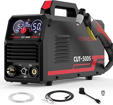 YESWELDER CUT-50DS Plasma Cutter 50Amp, 110/220V Dual Voltage IGBT Inverter with Digital Display, 1/2" Clean Cut, for DIY & Automotive Repair Plasma Cutting Machine