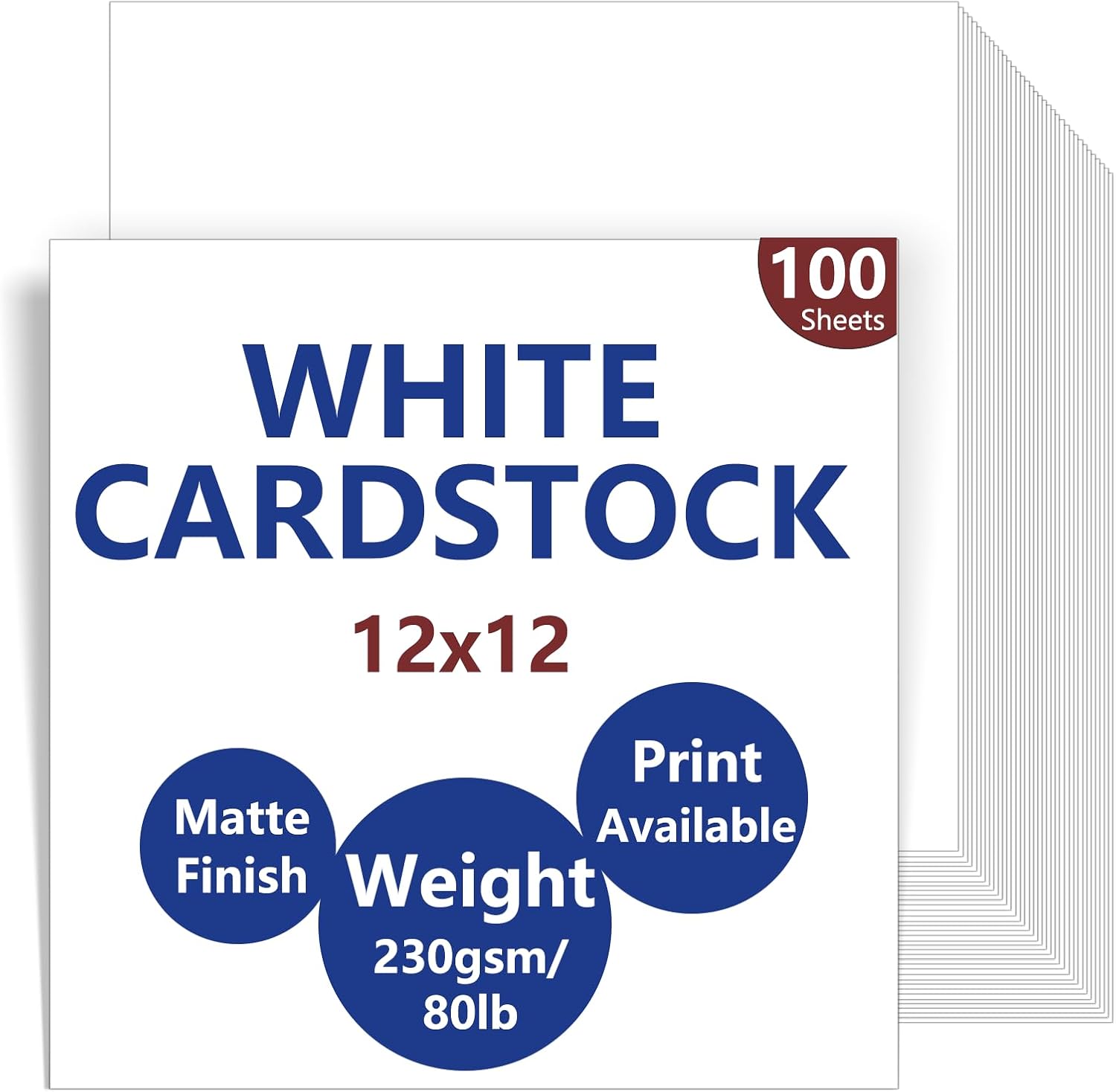 100 Sheets White Cardstock 12 x 12 80lb | Heavyweight White Card Stock Printer Paper | Ideal for Business Cards, Art Projects, Invitations and Printing