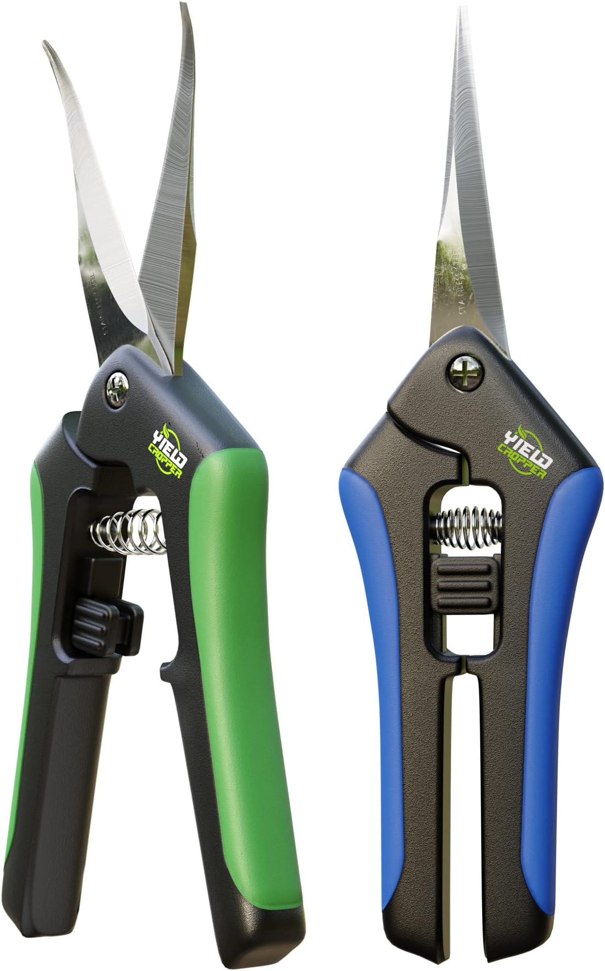 Hydroponics Microchip Straight Blade/Curved Blade Flower Leaf Trimmer Pruning Shears 2 Pack