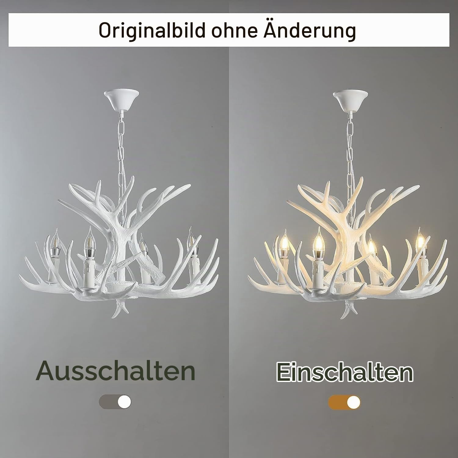 Pendellampe Vintage E14 Weiß Geweih Kronleuchter Industrielle Metall Beleuchtung Retro Esszimmer PendelleuchteRustikale Harz Geweih Hängelampe Höhenverstellbar Für innen Bar Cafe Shop Deckenleuchte
