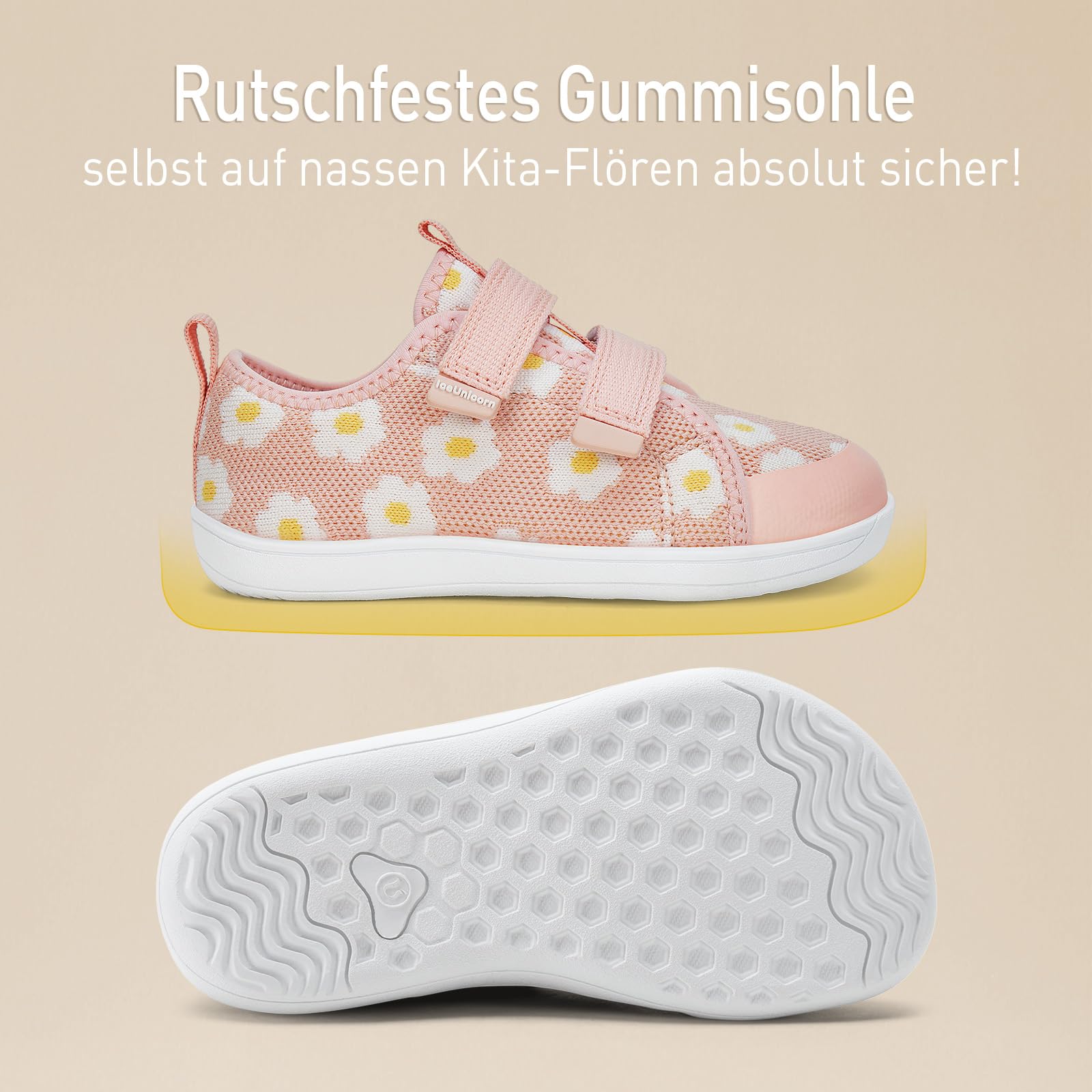 IceUnicorn Kinder Barfußschuhe Breite Zehenbox Jungen Mädchen Hausschuhe Minimalistische Outdoor Traillaufschuhe Walking Schuhe(Nude Pink, 24EU Weit)