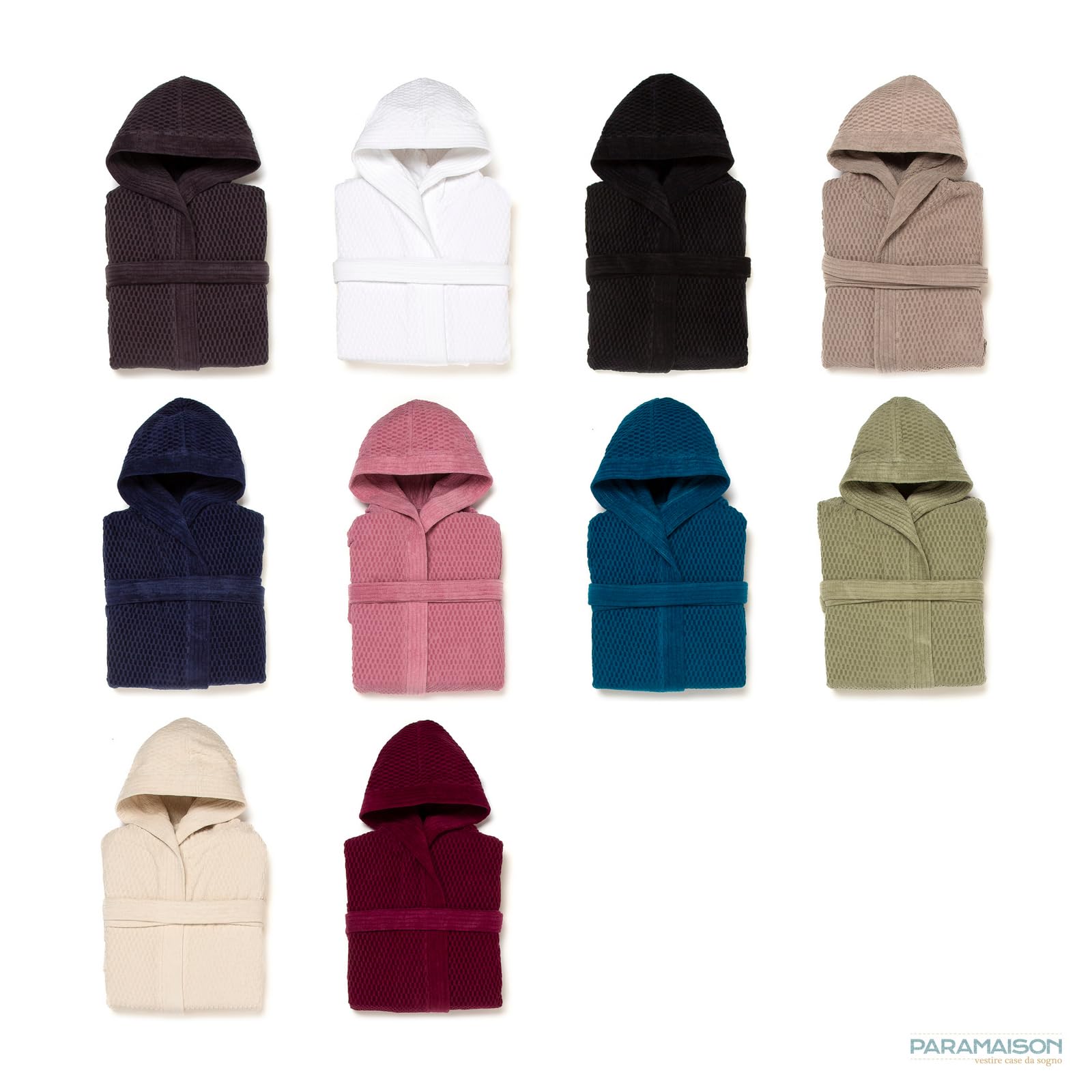 PARAMAISON Accappatoio 420 gr Unisex, Collezione Diamont Luxury, 100% Cotone, Spugna Morbida e Leggera con Cappuccio, Cintura e Tasche|M > XXL |
