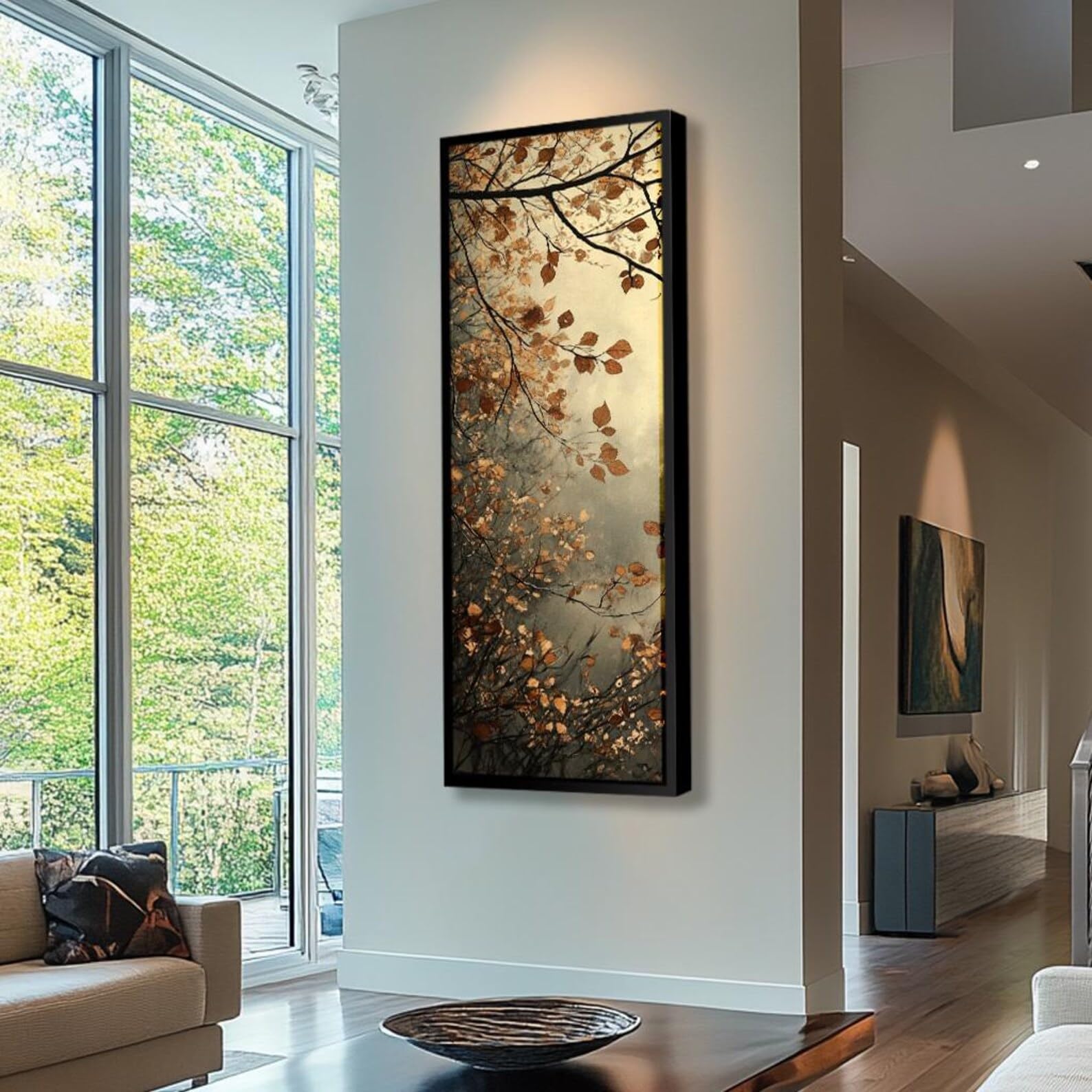 YUSUZHU Forest Tree Canvas Wall Art with Serene Nature-Inspired Tones, Botanical Canvas, Long Narrow Wall Art for Room Painting(55x110cm/Frameless)