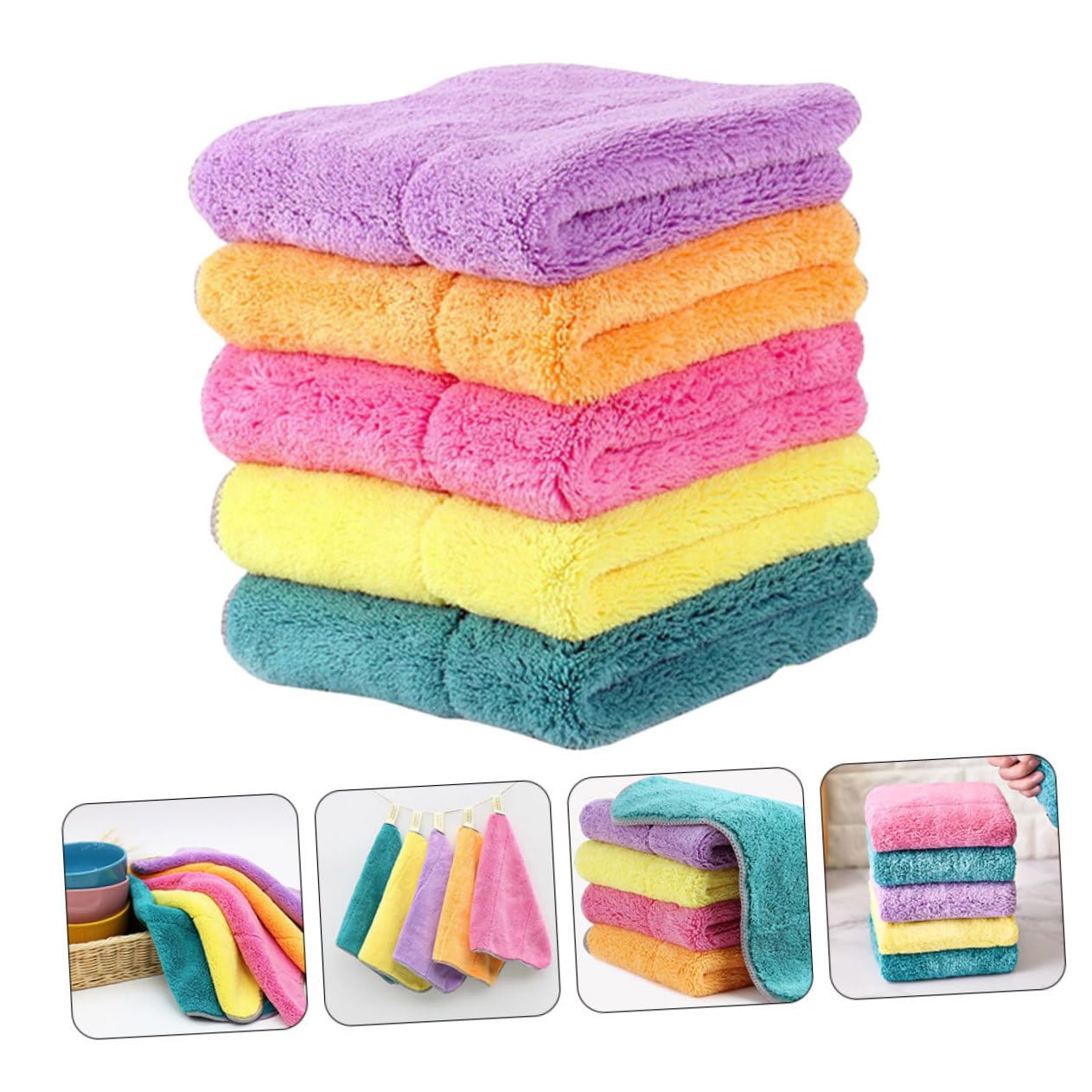 SHERCHPRY 2 Series Paquete De Paños De Cocina De Microfibra Doble Cara Absorbentes Y No Grasos Toallas De Limpieza para Platos Y Utensilios Colores para Cocinas Y Cristalería 5 Piezas X 2