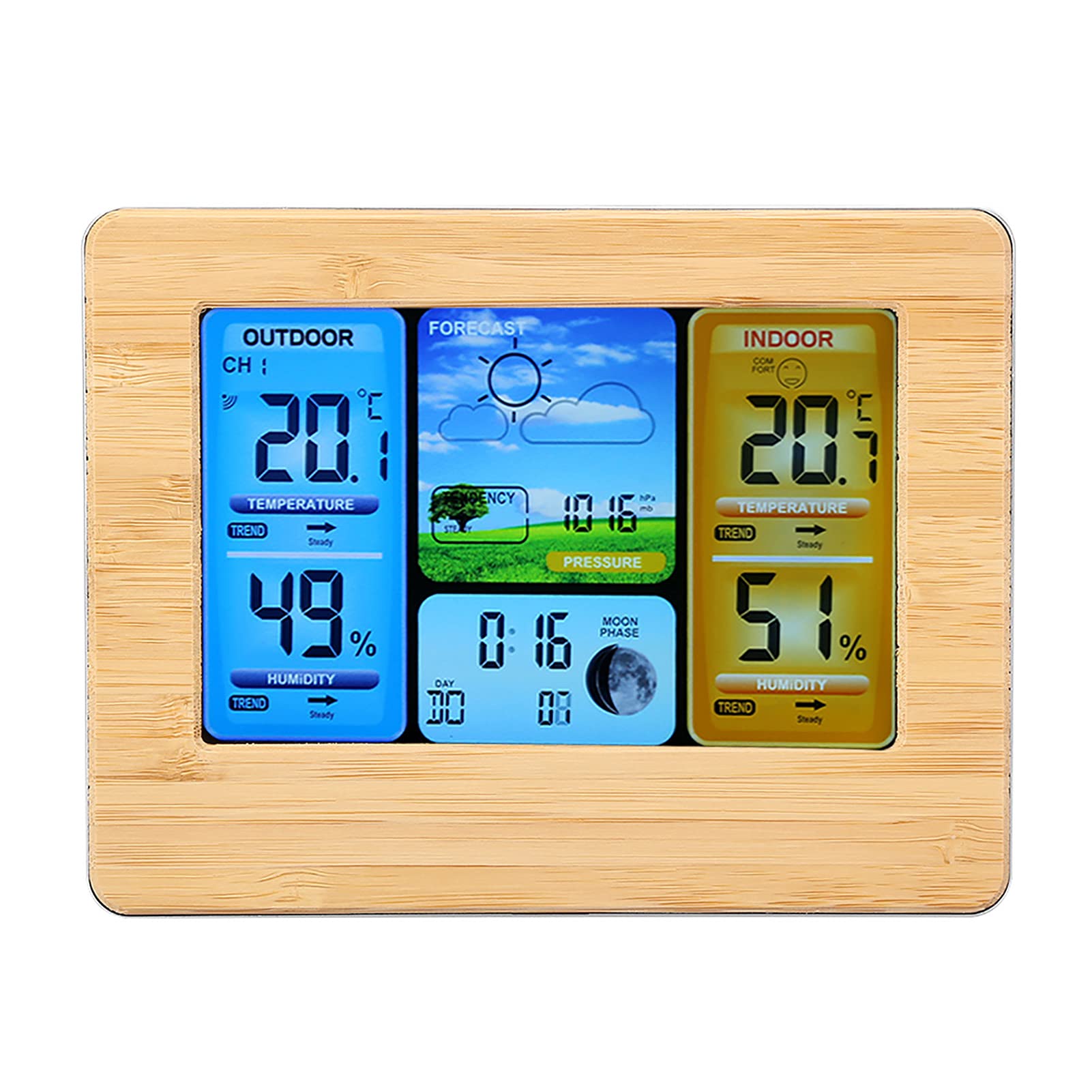 mingzhe Estación Meteorológica Inalámbrica, Pantalla LCD Digital con Sensor de Humedad de Temperatura Exterior Interior para Uso Montado en la Pared o en la Parte Derecha