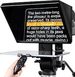 GEIMRSY Teleprompter i2/30.5 cm, levanta o teleprompter e controle remoto, usando vidro óptico temperado, compatível com uma variedade de dispositivos para uma variedade de cenários.