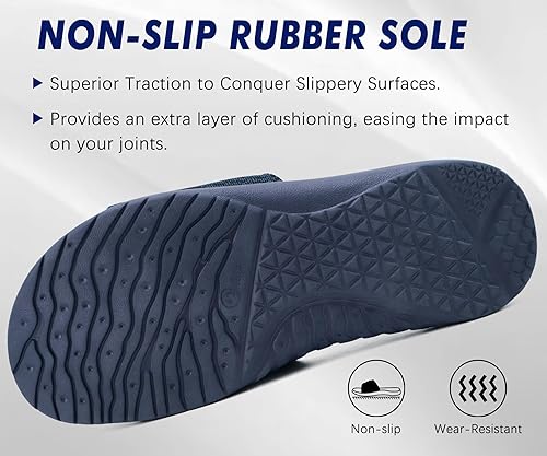 Miniatura 6 de ONCAI Sandalias para hombre, soporte de arco, puntera abierta, correas ajustables, plantilla ortopédica acolchada para fascitis plantar, suela de