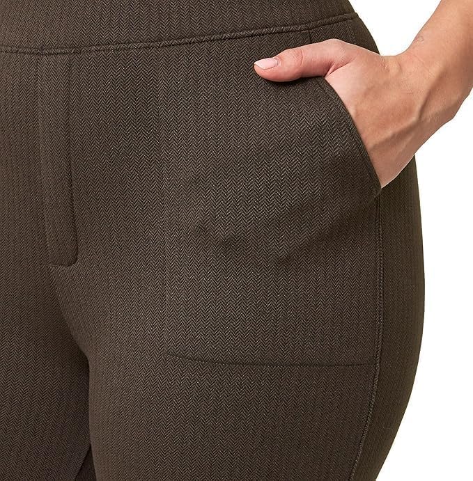Mondetta Women's Pull-On Herringbone Straight Leg Pants with Pockets (US, Alpha, XXLarge, Regular, Regular, Brown) - Image 3