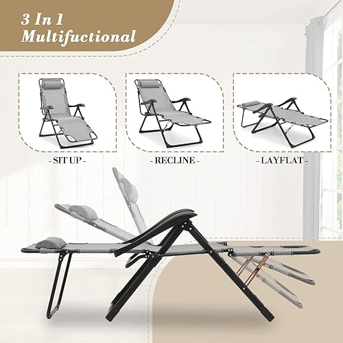 Miniatura 7 de Athena Collection Zero Gravity - Juego de 2 sillas reclinables para exteriores, sillas reclinables de 27 pulgadas de ancho para piscina, sala de