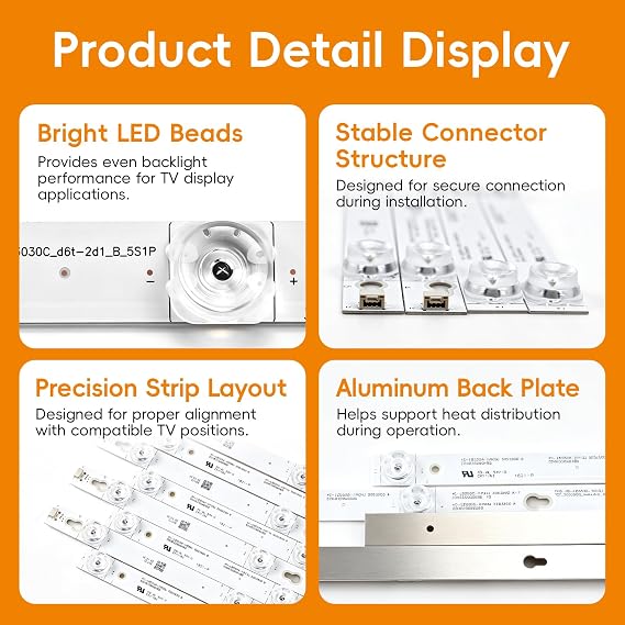8 PCS LED Back Light Strips Replacement for TCL 55S401 55S405 55S403 TOT 55D2900