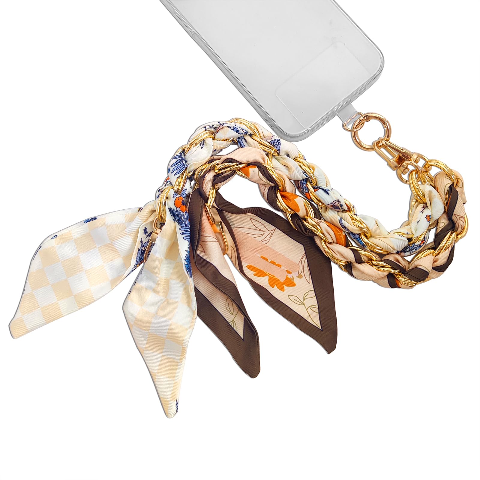 AGEN KGEN Phone Charms with Scarf Gold Metal Phone Lanyard Wrist Strap