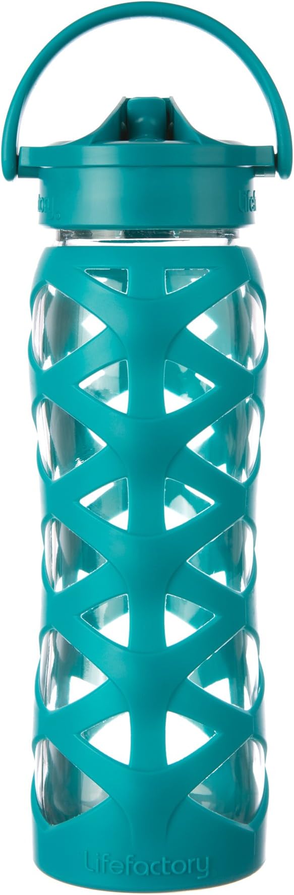 Lifefactory 22-Ounce BPA-Free Glass Water Bottle with Axis Straw Cap and Silicone Sleeve, Ultramarine