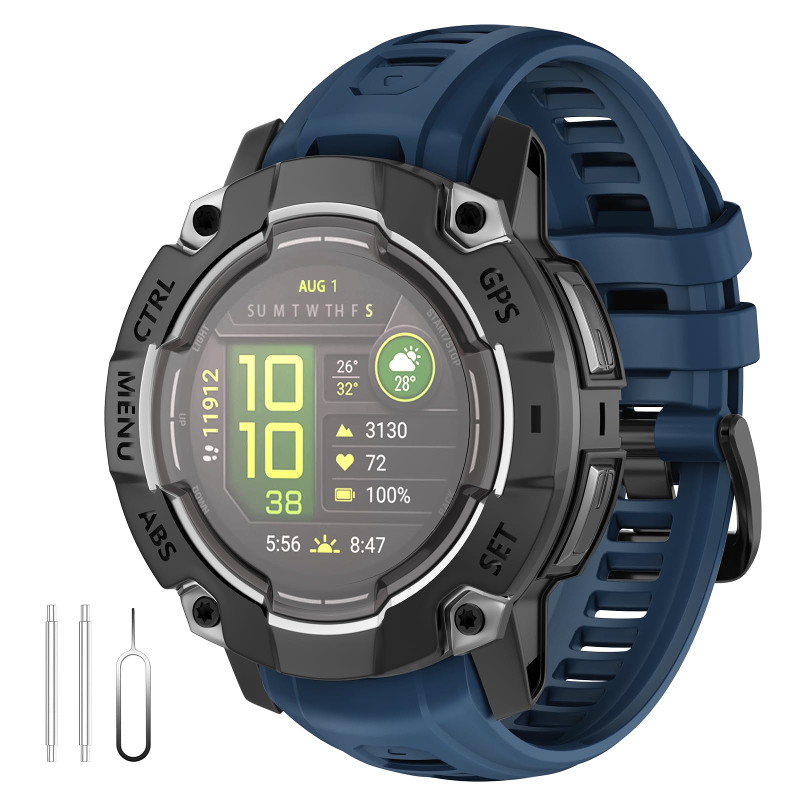 Strap for Garmin Instinct 3 45 mm/Instinct E 45 mm/Instinct 2/Instinct, 22 mm Silicone Replacement Strap