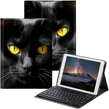 for Fire Max 11 Case for Fire Max 11 Tablet Case 13th Generation, 2023 Release 11" with Detachable Wireless Keyboard & Adjustable Stand Protect Tablet Cover - Black Cat Face