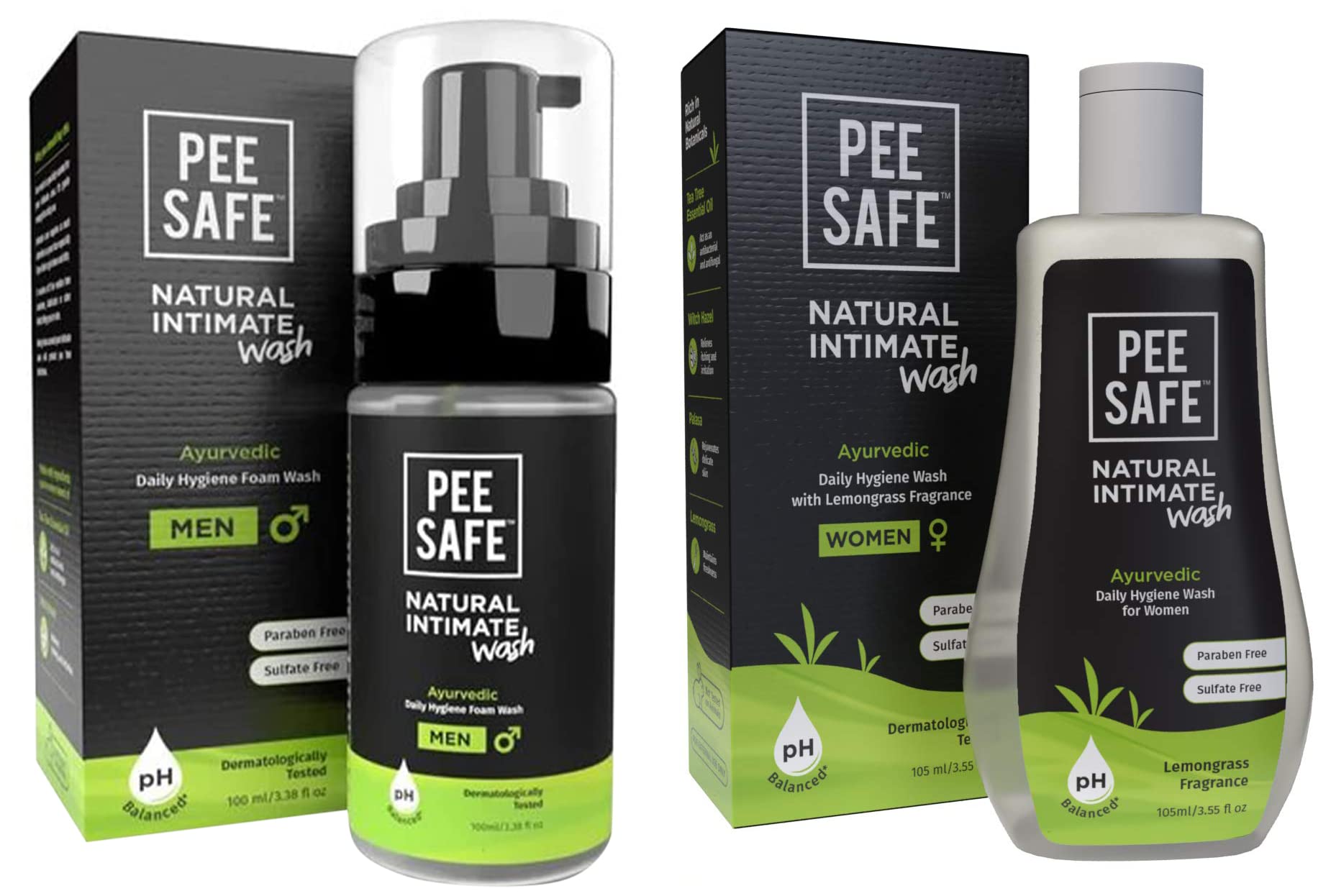 PEESAFE Natural Intimate Wash For Men | Lemongrass Fragrance | 100Ml & Pee Safe Natural Intimate Wash For Women | Lemongrass Fragrance | 105Ml (B09FDS8Y3F) Amazon Price History, Amazon Price Tracker