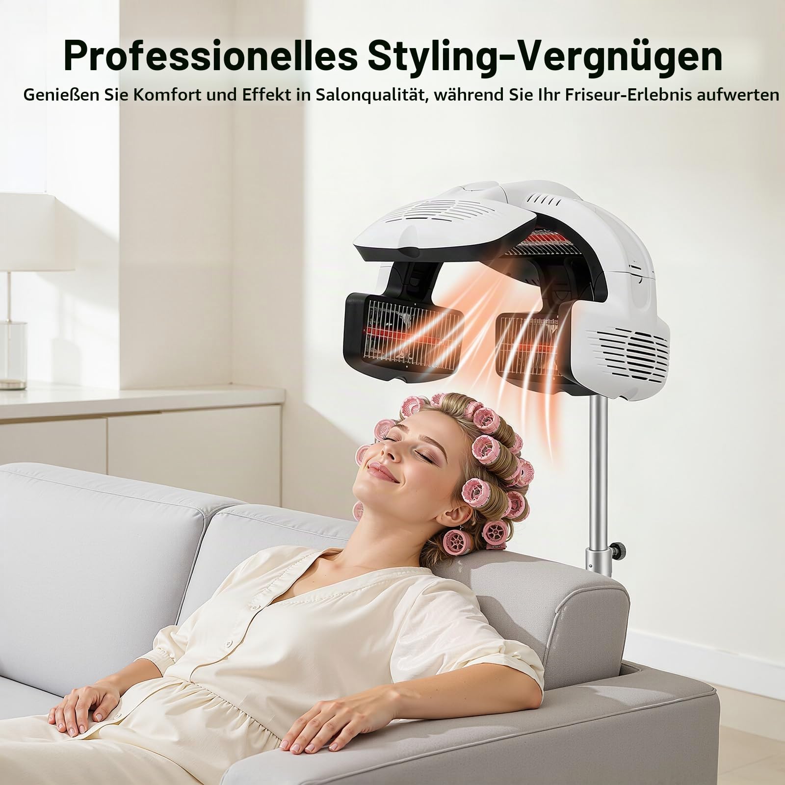 Trockenhaube, Ionen Haartrockenhaube, Professioneller Haartrockner, 32-176°F, Höhenverstellbarer Bodenständer, Für Dauerwellen & Haarpflege, Salon & Zuhause