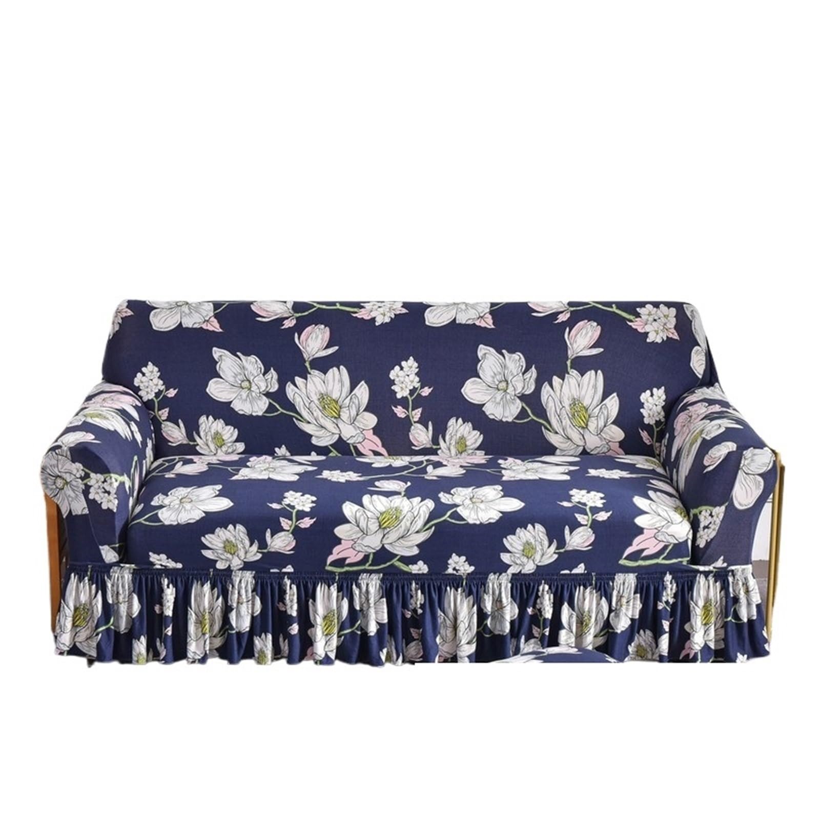 GCYEIDMA Skirt Sofa Cover Stretchable Sofa Cover with Skirt Washable Furniture Protector Printed Slipcovers with Elastic Bottom for Living Room(Color 11,3-seater 190-230cm)