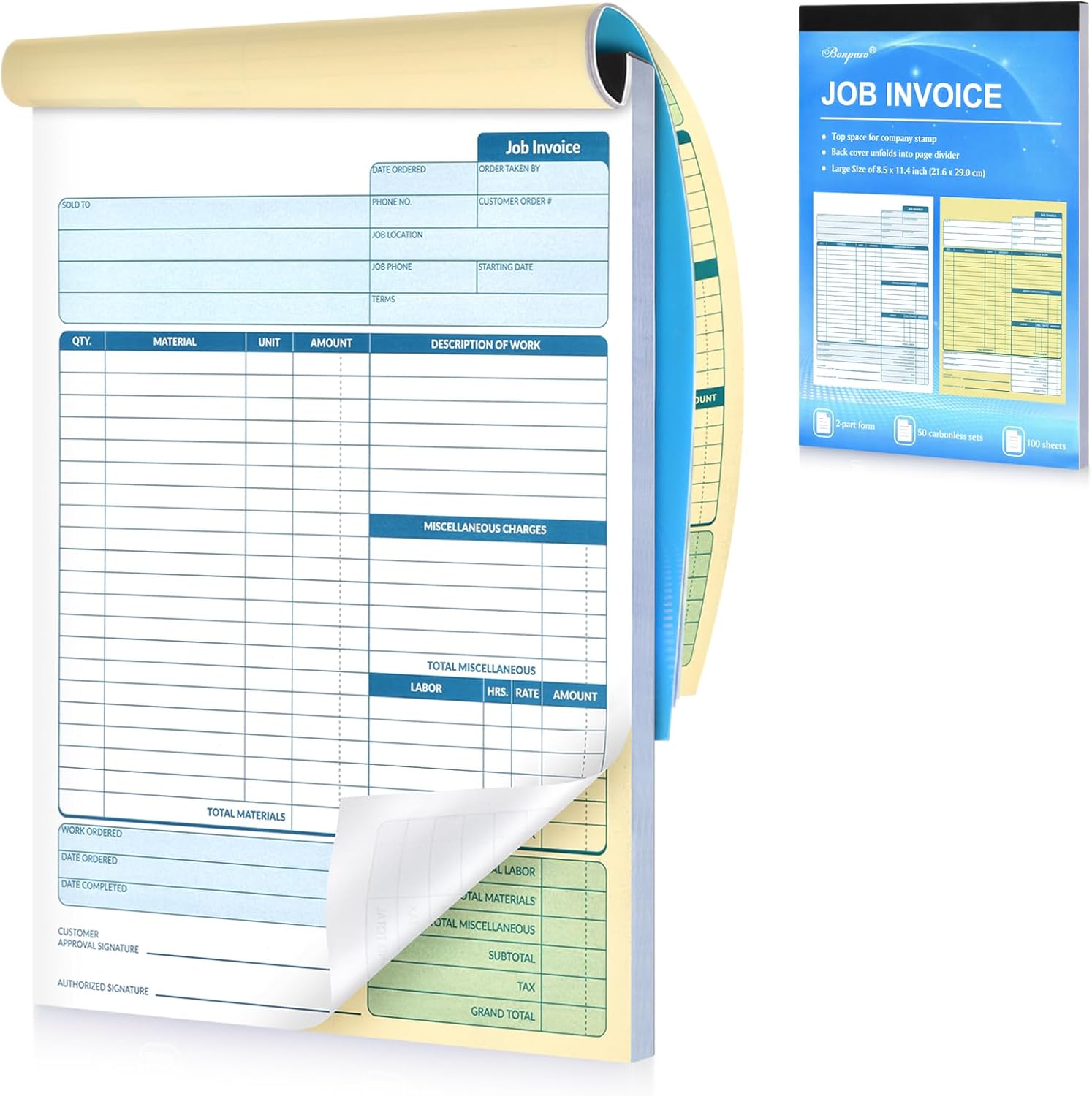 Amazon.com : Large Job Work Order Forms, Job Invoice Forms/Receipt Book ...